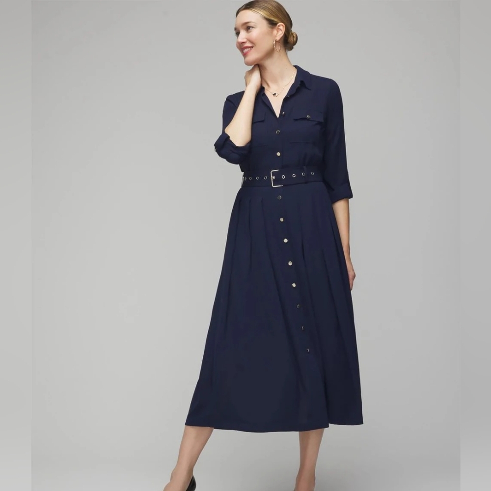 WHBM NEW Long Sleeve Utility Shirt Dress